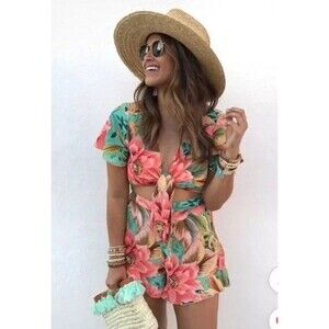 Show Me Your MuMu Riviera Romper Size M Floral Tropical